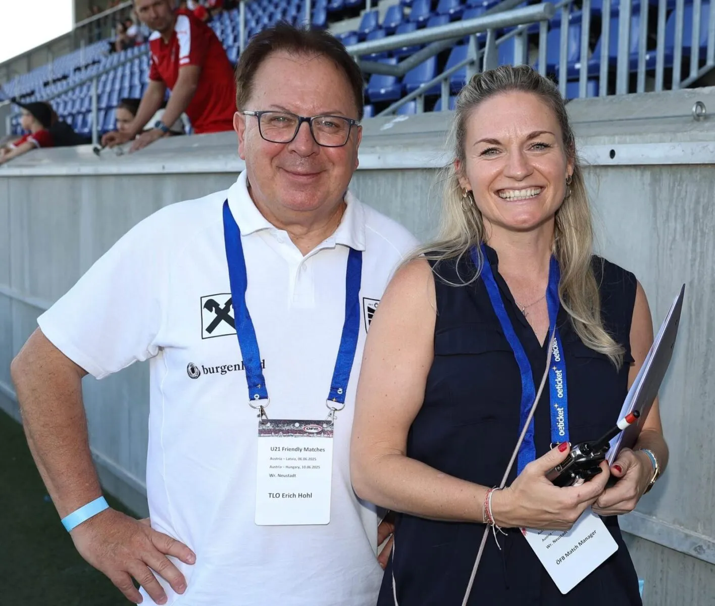 FIFA Match Agent Erich Hohl, Mag. Nicola Kasztner (Matchorganisation Frauen-Nationalteam, U21-Nationalteam, Futsal-Nationalteam, Teammanagerin U19-Nationalteam)
